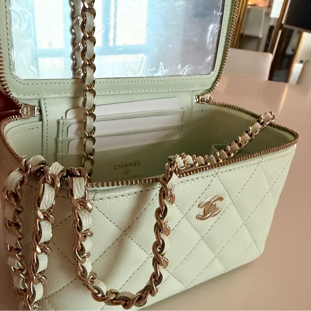 Chanel Cream Quilted Crossbody Bag with Chain